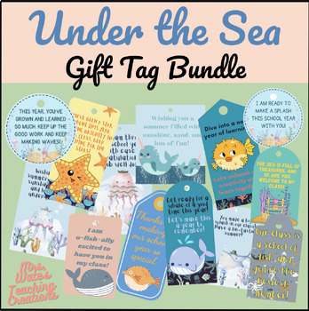 Preview of Back To School & End of Year Ocean Gift Tags for Students Bundle
