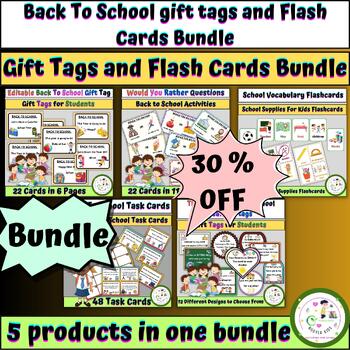 Preview of Back To School gift tags and Flash Cards Bundle