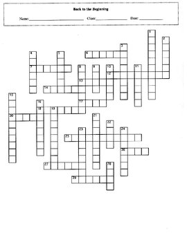 Back to the Beginning Crossword Puzzle with Key by Maura Derrick Neill