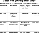 Back from (Winter) Break Bingo