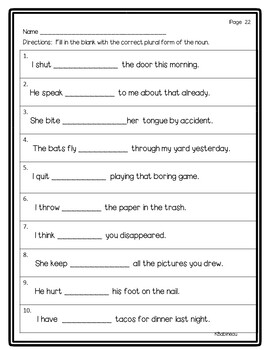 Back to Basics Irregular Past Tense Verbs Worksheets by Kathy Babineau