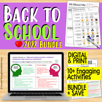 Preview of Back to Middle School Digital and Print BUNDLE