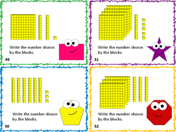 Preview of 120 Back to School Math Task Cards Grades 2 - 3  (Add, subtract, fractions, etc)