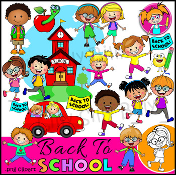 Preview of Back to School 2023 - B/W & Color clipart illustrations.  {Lilly Silly Billy}