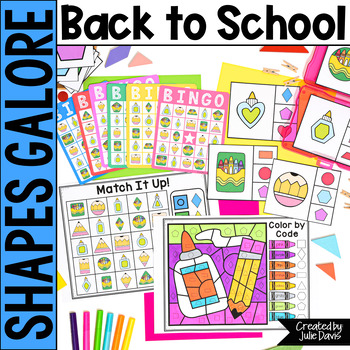 Preview of Back to School 2D Shapes Games and Activities | Kindergarten