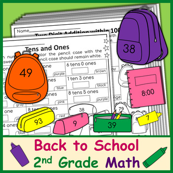 Preview of Back to School 2nd Grade Math Coloring Activities