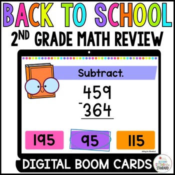 Preview of Back to School 2nd Grade Math Review Boom Cards