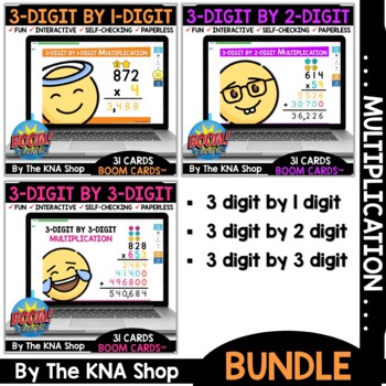 Preview of 3 Digit Multiplication Boom Cards Digital Resources Back to School