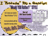 Back to School: 36 Task Card Set "I MUSTACHE YOU A QUESTIO
