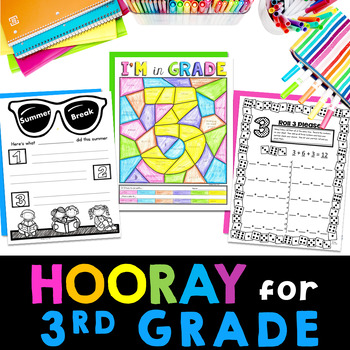 Preview of Back to School 3rd Grade First Day of School Third Grade Activities Math Writing