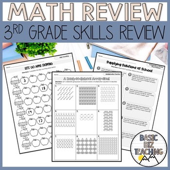 Preview of Back to School 3rd Grade Math Review Packet | No Prep Worksheets