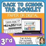 Back to School 2023 3rd grade tab Booklet - Print or Digit
