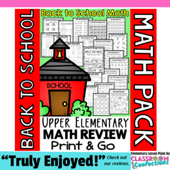 Preview of Back to School Math Worksheets : 4th Grade Math Review : Early Finishers