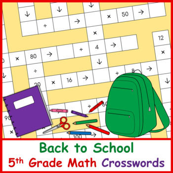 Preview of Back to School 5th Grade Math | Crossword Puzzles
