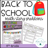 5th Grade Math Back To School Story Problems