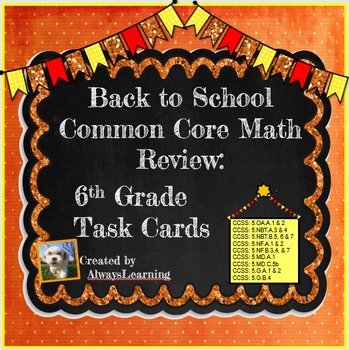 Preview of Back to School 6th Grade Common Core Math Review Task Cards