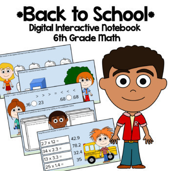 Preview of Back to School 6th Grade Interactive Notebook Google Slides Skills Review