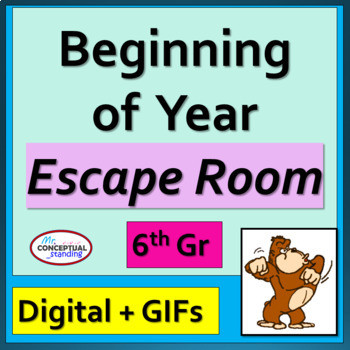 Preview of Back to School 6th Grade Math Beginning of Year DIGITAL ESCAPE ROOM 