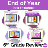 End of Year 6th Grade Summer Math Review Pixel Art | Googl