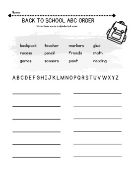 Preview of Back to School ABC Order List