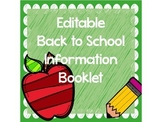 Back to School Parent Information Booklet - Fully Editable