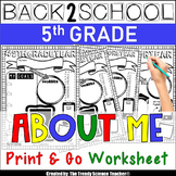 Back to School "ABOUT ME" Printable for 5th Grade