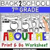 Back to School "ABOUT ME" Printable for 7th Grade