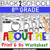Back to School "ABOUT ME" Printable for 8th Graders