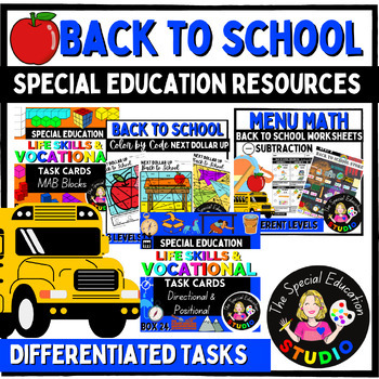 Preview of Back to School ACTIVITIES BUNDLE Special Education Differentiated LIFE SKILLS