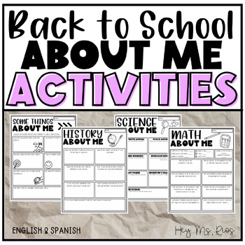 Back to School | About Me Activities | English & Spanish by Hey Ms Rios