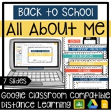 Back to School About Me | Google Slides | Google Classroom