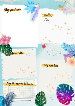 Preview of Back to School - About me - theme Flowers