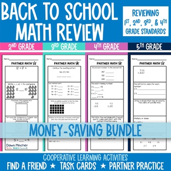 Preview of Back to School Activities 2nd, 3rd, 4th, & 5th Grade Math Review Low Prep Bundle