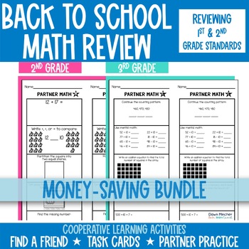 Preview of Back to School Activities 2nd & 3rd Grade Math Review Low Prep Printable Bundle