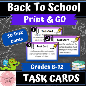 Preview of Back to School Activities | 30 Task Cards for Middle and High School