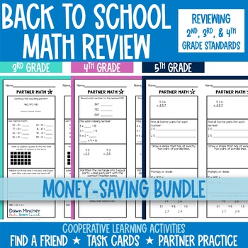 Preview of Back to School Activities 3rd, 4th, & 5th Grade Math Review Low Prep Bundle