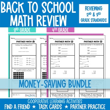 Preview of Back to School Activities 3rd & 4th Grade Math Review Low Prep Printable Bundle