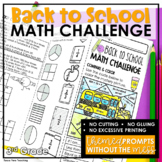 Back to School Activities 3rd Grade Math Challenge Test Prep