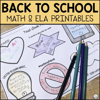 Preview of Back to School Activities | First Week of School Math and ELA Activities