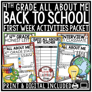 Preview of Back to School Activities First Week of School 4th Grade All About Me Poster
