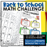Back to School Activities 4th Grade Math Challenge Test Prep