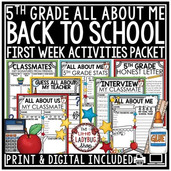 Preview of Back to School Activities First Week of School 5th Grade All About Me Poster