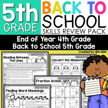 Preview of Back to School Activities 5th Grade First Day Week Beginning of the Year Review