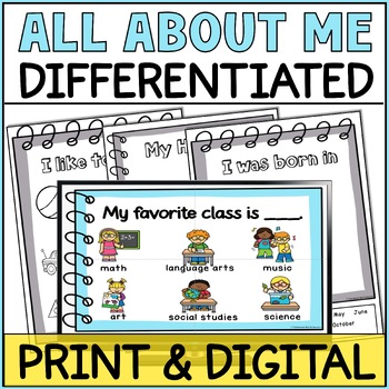 Preview of Back to School Activities All About Me - Differentiated Special Education
