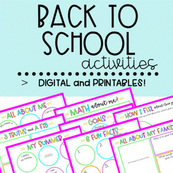 Back to School Activities • All About Me • Digital or Printable | TPT