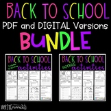 Back to School Activities BUNDLE- PDF and GOOGLE