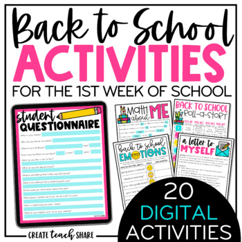 Preview of Back to School Activities | Beginning of the Year | Digital Pages Google Slides