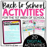 Back to School Activities | Beginning of the Year | Digita