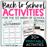 Back to School Activities | First Week of School | Beginning of Year Printables