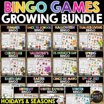 Preview of Easter and Spring Activities Bingo Games for the Whole Year Holidays and Seasons